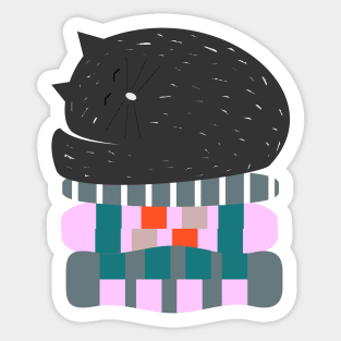 Cat sleeping on pillows Sticker